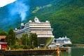 Norway fjord landscape and cruise ships in Flam