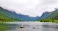 Flam village and a lake in Norway