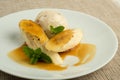 Flambe Banana with butter rum ice cream with caramel sauce