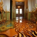 Flamboyant 3d Linoleum: A Detailed Fantasy Of Gold And Amber