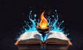 Flamboyant Spellbook with Magical Flames