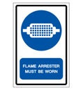 Flame Arrester Must Be Worn Symbol Sign, Vector Illustration, Isolate On White Background Label. EPS10