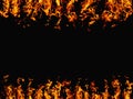flame background hot frame orange glow black night Royalty Free Stock Photo