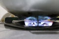 Flame on a burning gas stove Royalty Free Stock Photo