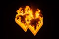 Flame-burning silhouettes of the heart. Royalty Free Stock Photo