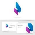 Flame candle logo as abstract spear blue violet color fire energy vector logotype business visiting card template design Royalty Free Stock Photo