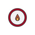 Flame in circle filled outline icon