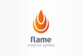 Flame creative symbol concept. Fire energy in drop shape abstract business logo. Flammable water fuel power, ignite heat Royalty Free Stock Photo