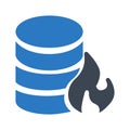Flame database glyph color flat vector icon Royalty Free Stock Photo