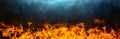 Flame, fire on the background. black walls and smoke. Wide background on the theme of fire, elements, horror, hell, Halloween, etc Royalty Free Stock Photo