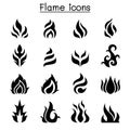 Flame, fire, burn icon set Royalty Free Stock Photo
