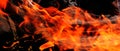 Flame of fire close-up, banner