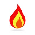 Flame fire icon, fire isolated on white background,  vector, illustration Royalty Free Stock Photo