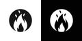 Flame fire icon Flat vector set outline Royalty Free Stock Photo