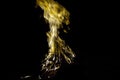 the flame from a fire kindled on firewood on a dark night for cooking Royalty Free Stock Photo