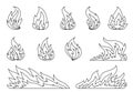 Flame fire line coloring book blaze campfire set