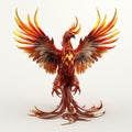 Colorful Fantasy Realism Red Phoenix Creature On White Background Royalty Free Stock Photo