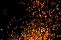 Fire flames with sparks on a black background Royalty Free Stock Photo