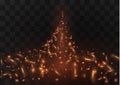 Flame of fire with sparks on a black background. The texture of the fiery storm.a shot of a flying spark in the air.over Royalty Free Stock Photo