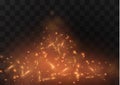 Flame of fire with sparks on a black background. The texture of the fiery storm.a shot of a flying spark in the air.over Royalty Free Stock Photo