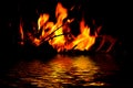 Flame fire water reflection Royalty Free Stock Photo
