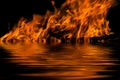 Flame fire water reflection Royalty Free Stock Photo