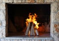 Flame in fireplace, barbecue fire