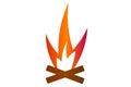 Flame and firewood bonfire graphic