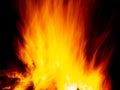 Flame of firewood at night Royalty Free Stock Photo