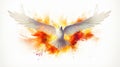 flame flying dove isolated on white background