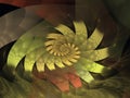 Yellow Fanned Spiral Flame Fractal