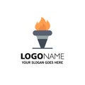 Flame, Games, Greece, Holding, Olympic Business Logo Template. Flat Color Royalty Free Stock Photo