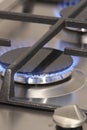 Flame gas burner on the gas hob Royalty Free Stock Photo