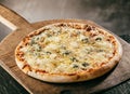 Flame grilled Italian Four Cheeses Pizza Royalty Free Stock Photo