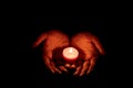 Flame is in hands. Open ardent heart