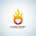 Flame Heart Abstract Vector Sign, Symbol or Logo Template. Negative Space Emblem Concept. Royalty Free Stock Photo