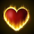 Flame heart on the dark Royalty Free Stock Photo