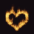 Flame heart isolated on the black background Royalty Free Stock Photo