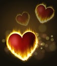 Flame heart son the dark Royalty Free Stock Photo