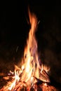 Flame of hot fire in dark Royalty Free Stock Photo