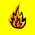 Flame icon. Grunge fire brush vector illustration.