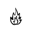 Flame icon. Grunge fire brush vector illustration.