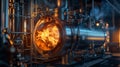 Flame inside a boiler Royalty Free Stock Photo