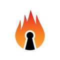 Flame key lock Logo Vector