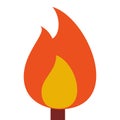 Flame on wick of burner vector icon flat isolated Royalty Free Stock Photo