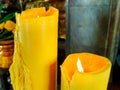 Flame in a large candle, beautiful, used to burn incense