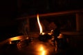 Flame light prayer devotional dark background Royalty Free Stock Photo
