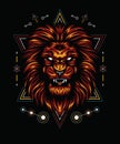 Flame of the lion with sacred geometry for tshirt design. Best of illustration design
