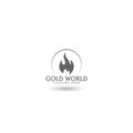 Flame logo icon with shadow Royalty Free Stock Photo