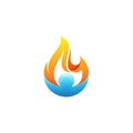 Flame logo and people care design combination, 3d colorful